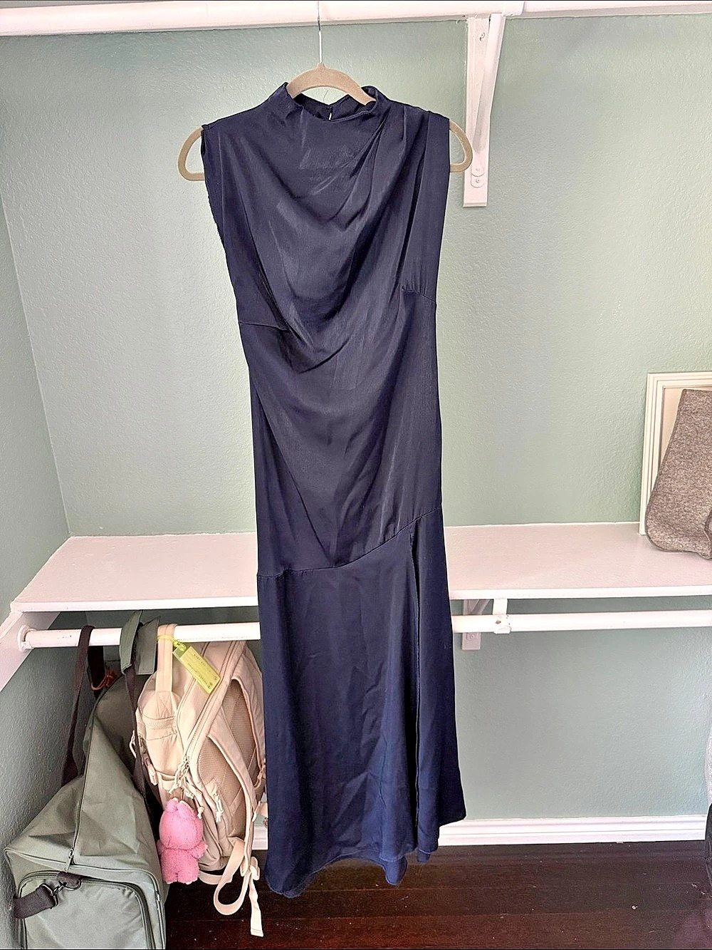 ASOS Design Navy Blue Draped Maxi Dress UK 10 Like New